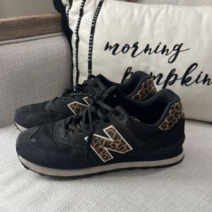 Black and Leopard Print Sneakers